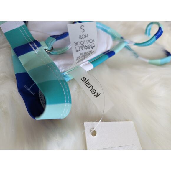 Kensie Sequin Cactus Triangle Bikini New Small - Picture 4 of 6